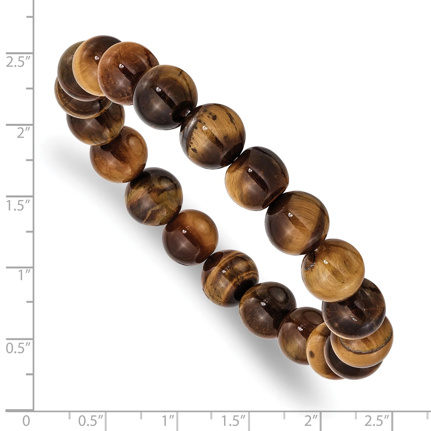 MJ 10mm Yellow Tiger's Eye Agate Beaded Stretch Bracelet