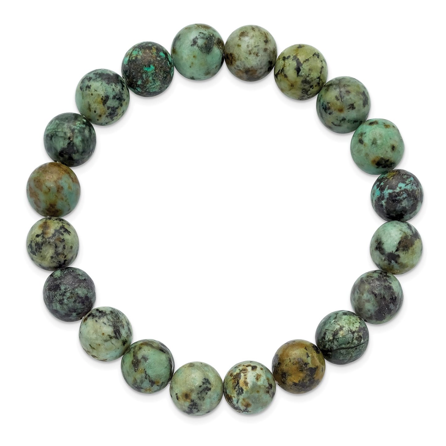 MJ 10mm African Pine Agate Beaded Stretch Bracelet