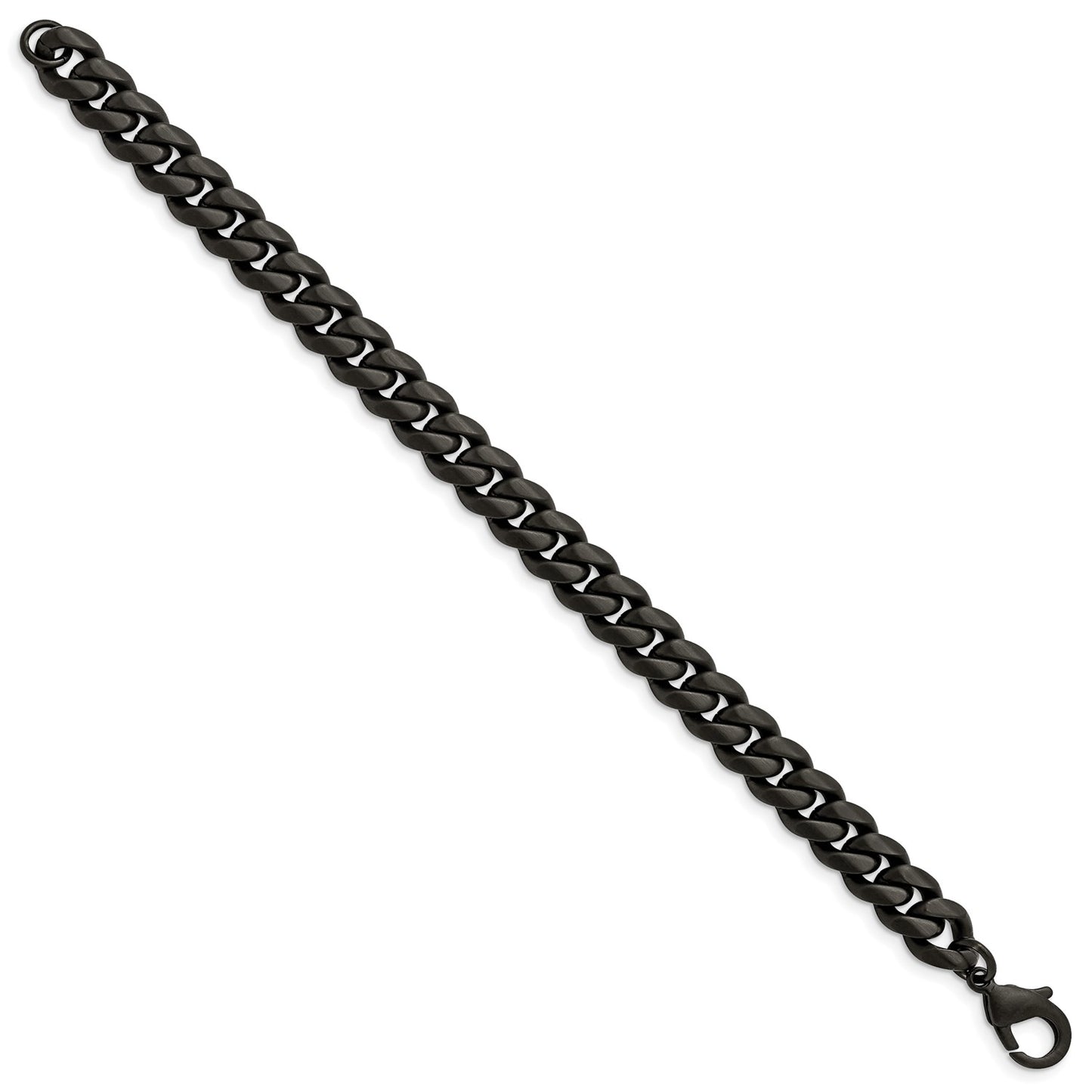 MJ Stainless Steel Brushed Black IP-plated 10mm 8.5 inch Curb Bracelet