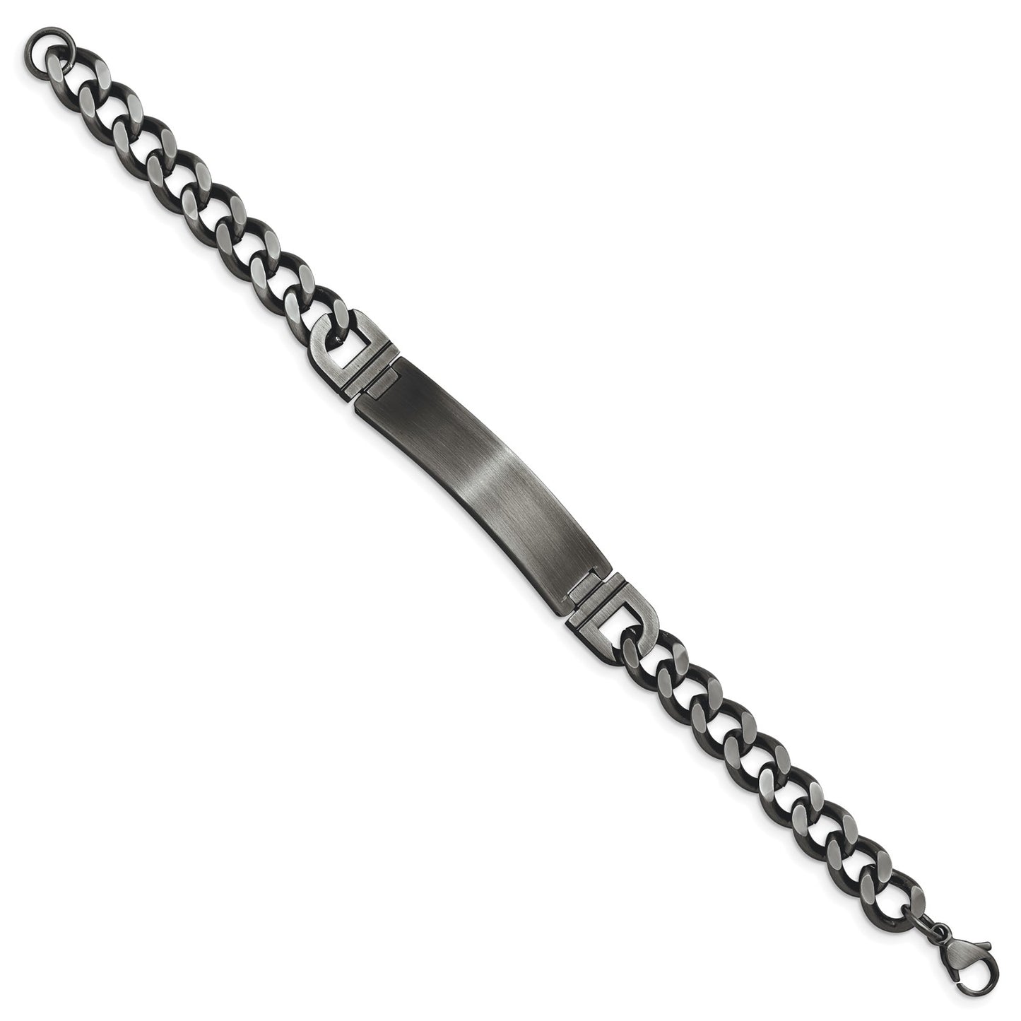 MJ Stainless Steel Brushed Antiqued White Bronze Plated Curb Chain 8.75 inch ID Bracelet