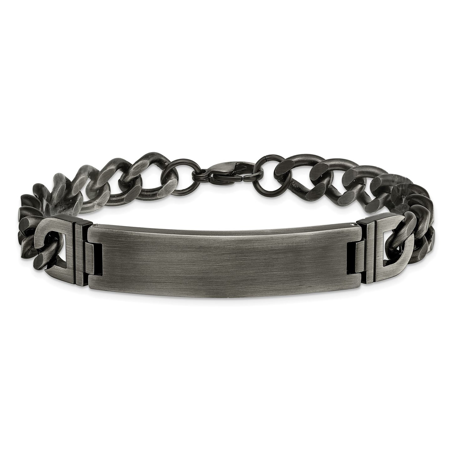 MJ Stainless Steel Brushed Antiqued White Bronze Plated Curb Chain 8.75 inch ID Bracelet