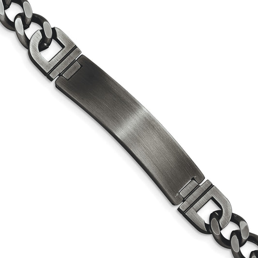 MJ Stainless Steel Brushed Antiqued White Bronze Plated Curb Chain 8.75 inch ID Bracelet