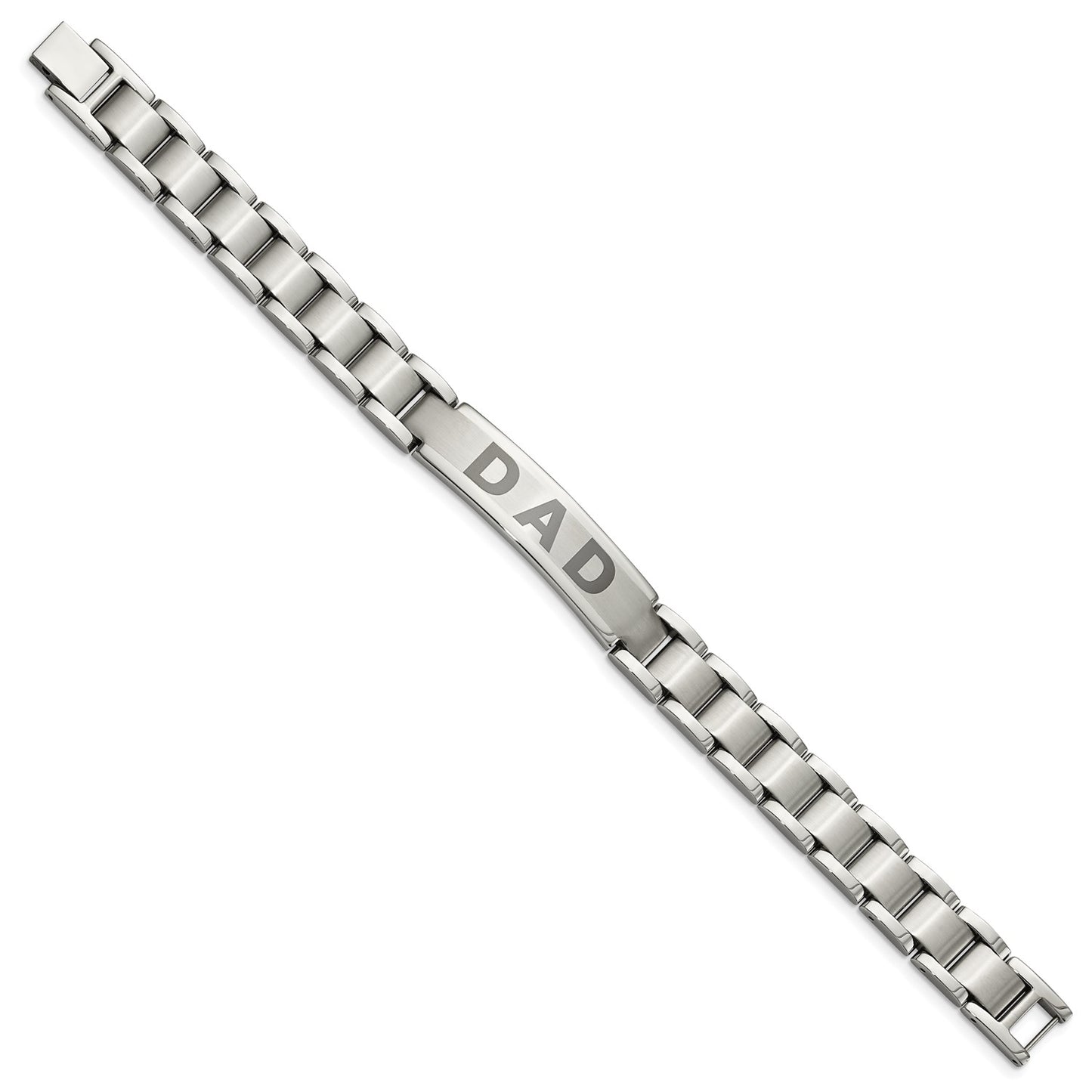 MJ Stainless Steel Brushed and Polished Lasered DAD 8.75 inch Bracelet