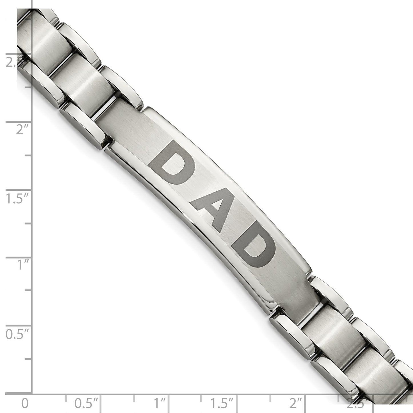 MJ Stainless Steel Brushed and Polished Lasered DAD 8.75 inch Bracelet