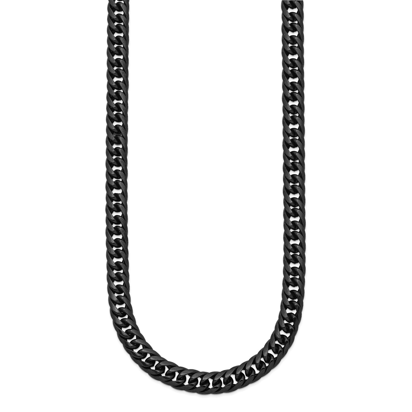 MJ Stainless Steel Polished Black IP-plated 24 inch Double Curb Chain Necklace