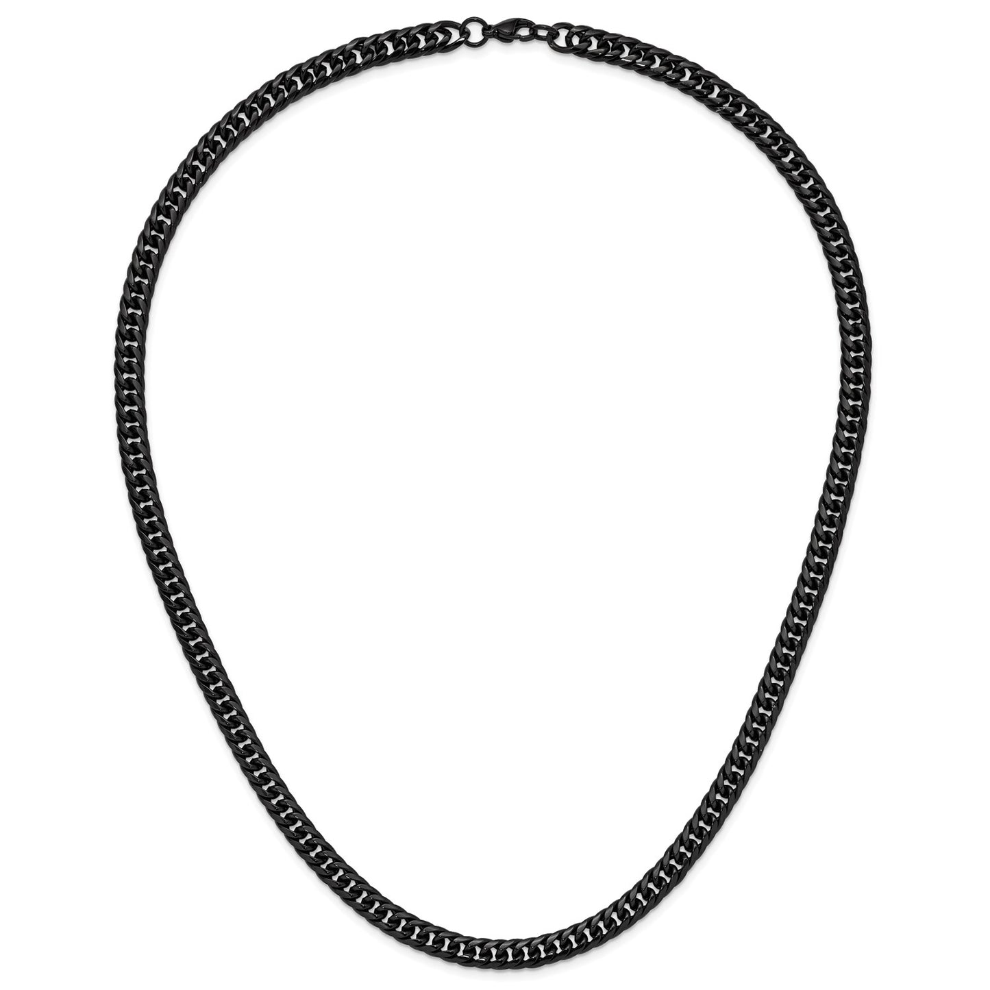 MJ Stainless Steel Polished Black IP-plated 24 inch Double Curb Chain Necklace