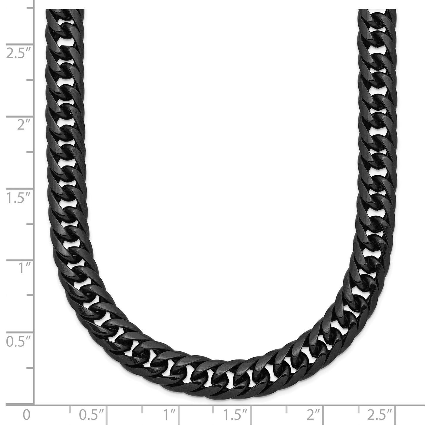 MJ Stainless Steel Polished Black IP-plated 24 inch Double Curb Chain Necklace