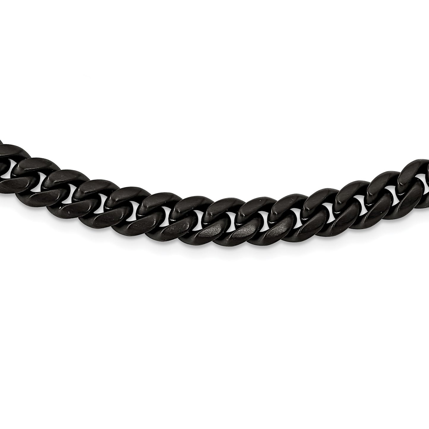 MJ Stainless Steel Brushed Black IP-plated 10mm 24 inch Curb Necklace