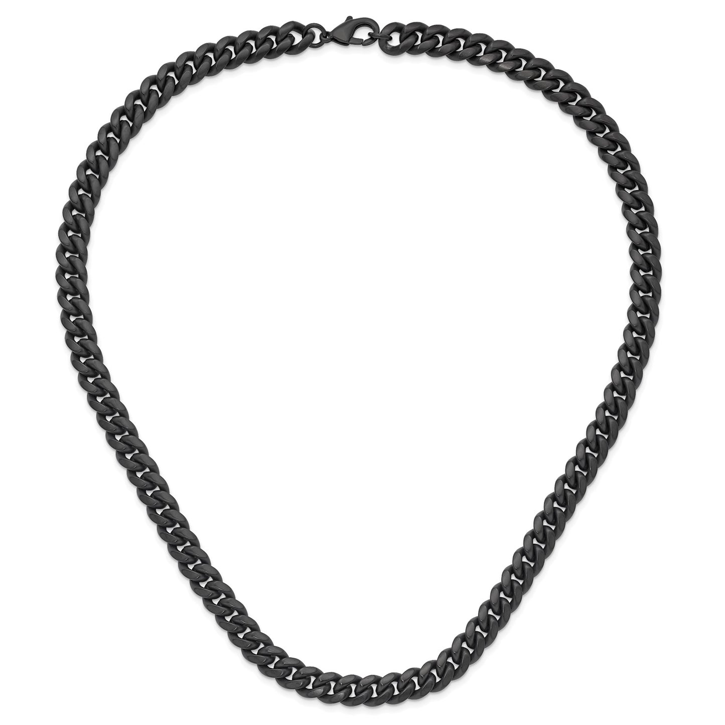 MJ Stainless Steel Brushed Black IP-plated 10mm 24 inch Curb Necklace