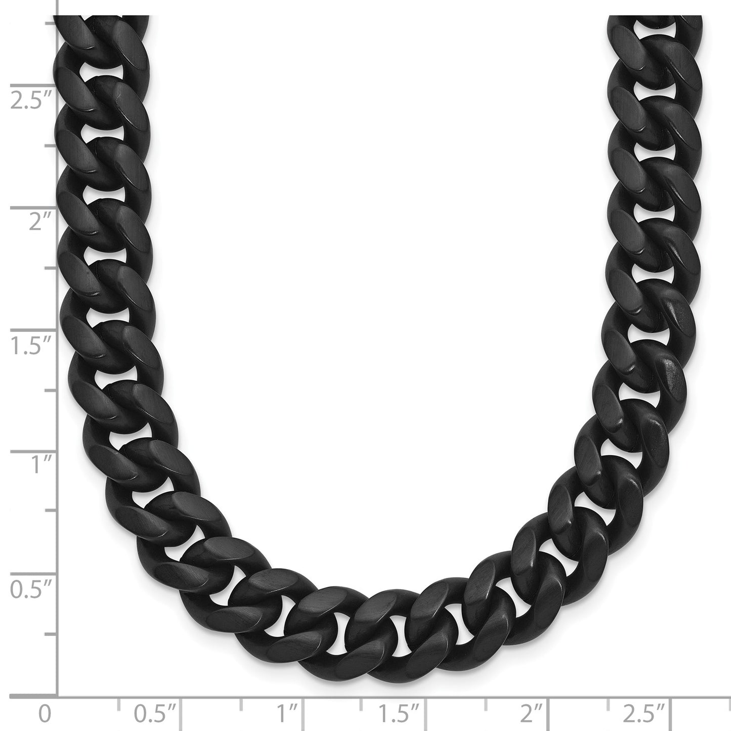 MJ Stainless Steel Brushed Black IP-plated 10mm 24 inch Curb Necklace