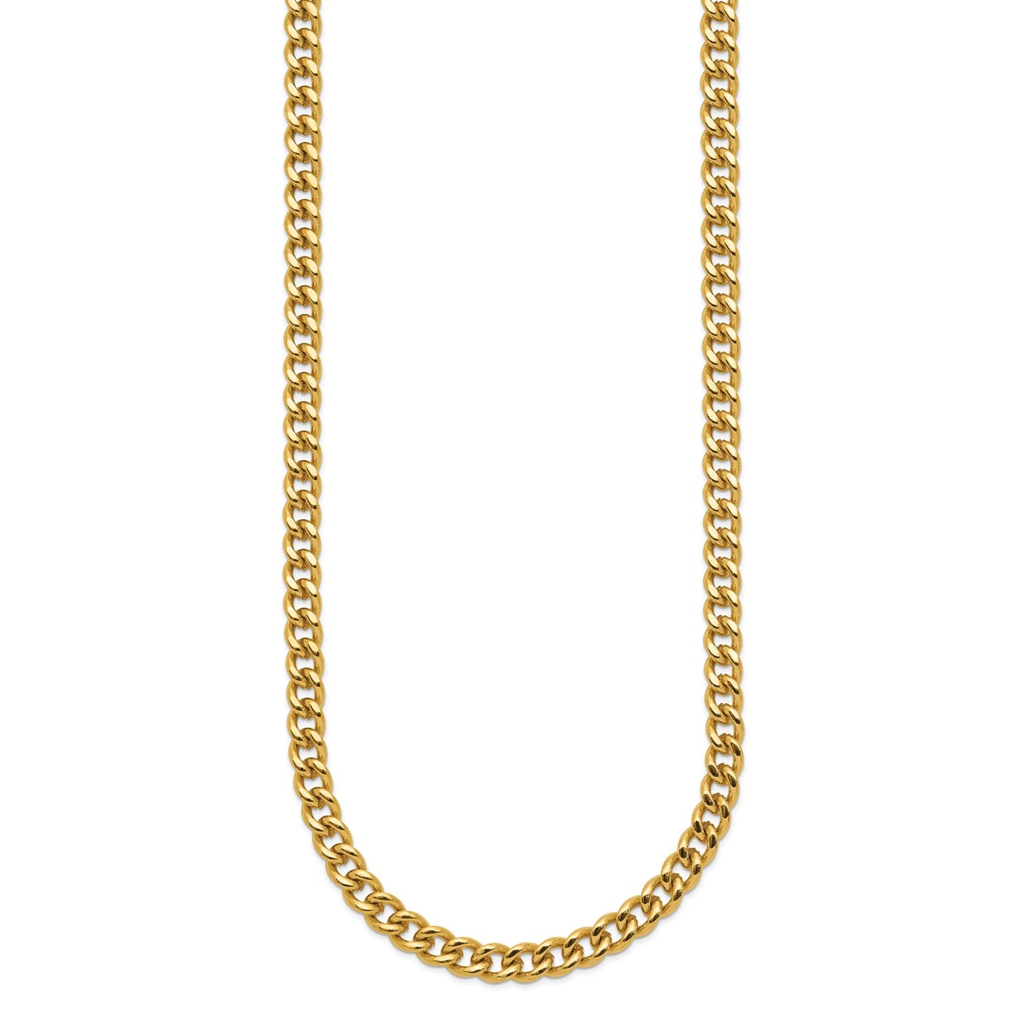 MJ Stainless Steel Polished Yellow IP-plated 5mm 24 inch Curb Chain Necklace