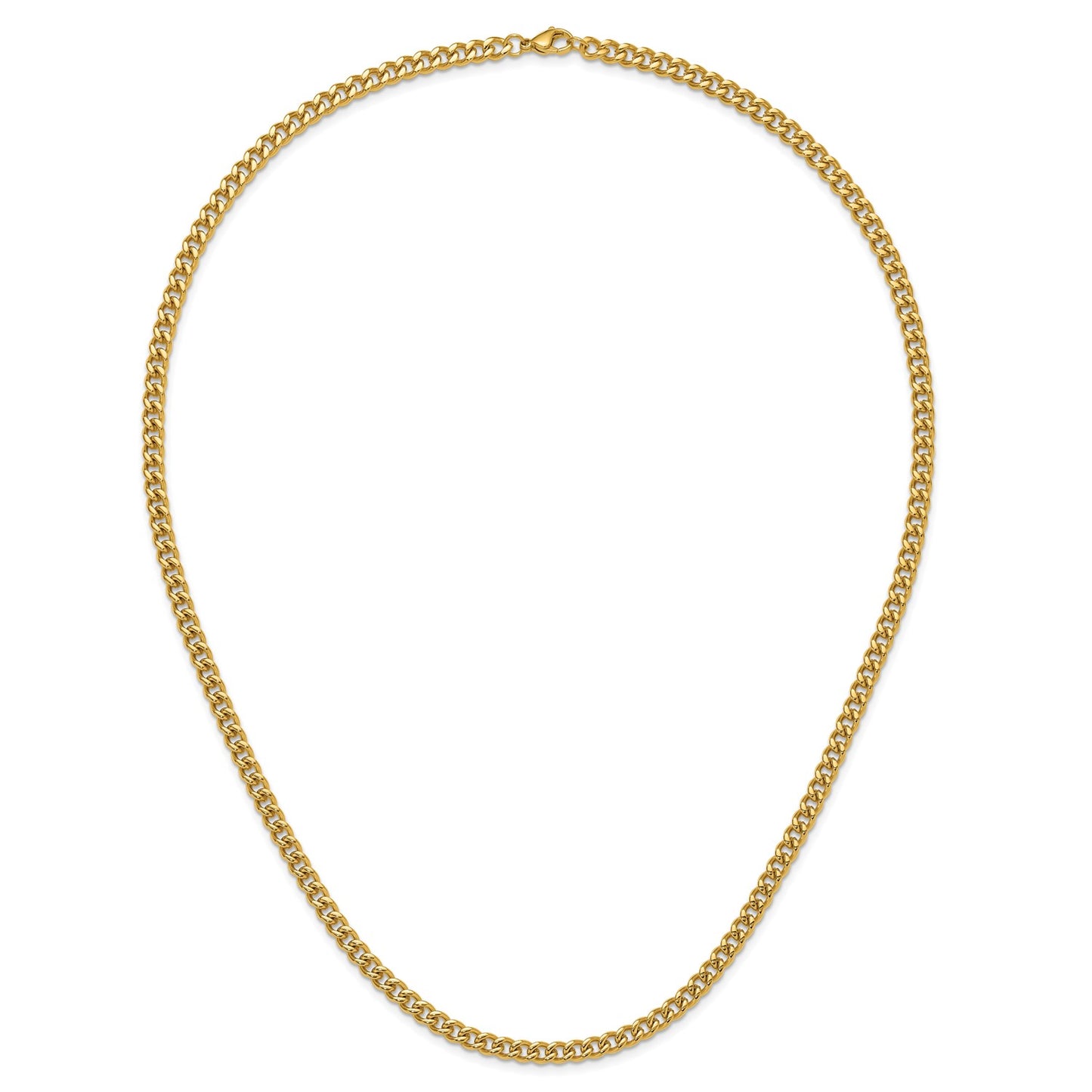 MJ Stainless Steel Polished Yellow IP-plated 5mm 24 inch Curb Chain Necklace