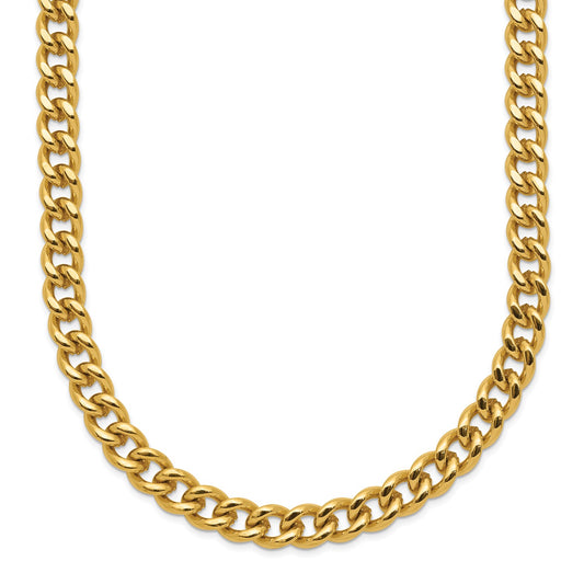 MJ Stainless Steel Polished Yellow IP-plated 5mm 24 inch Curb Chain Necklace