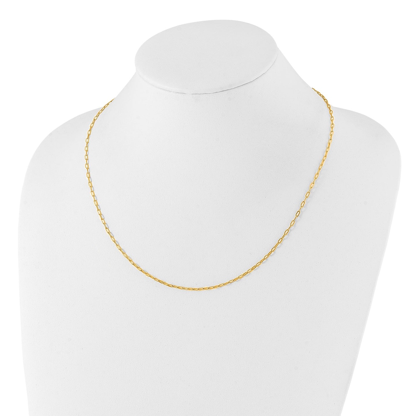 MJ Stainless Steel Polished Yellow IP-platead Enlongated Open Link Paperclip 20 inch Chain Necklace