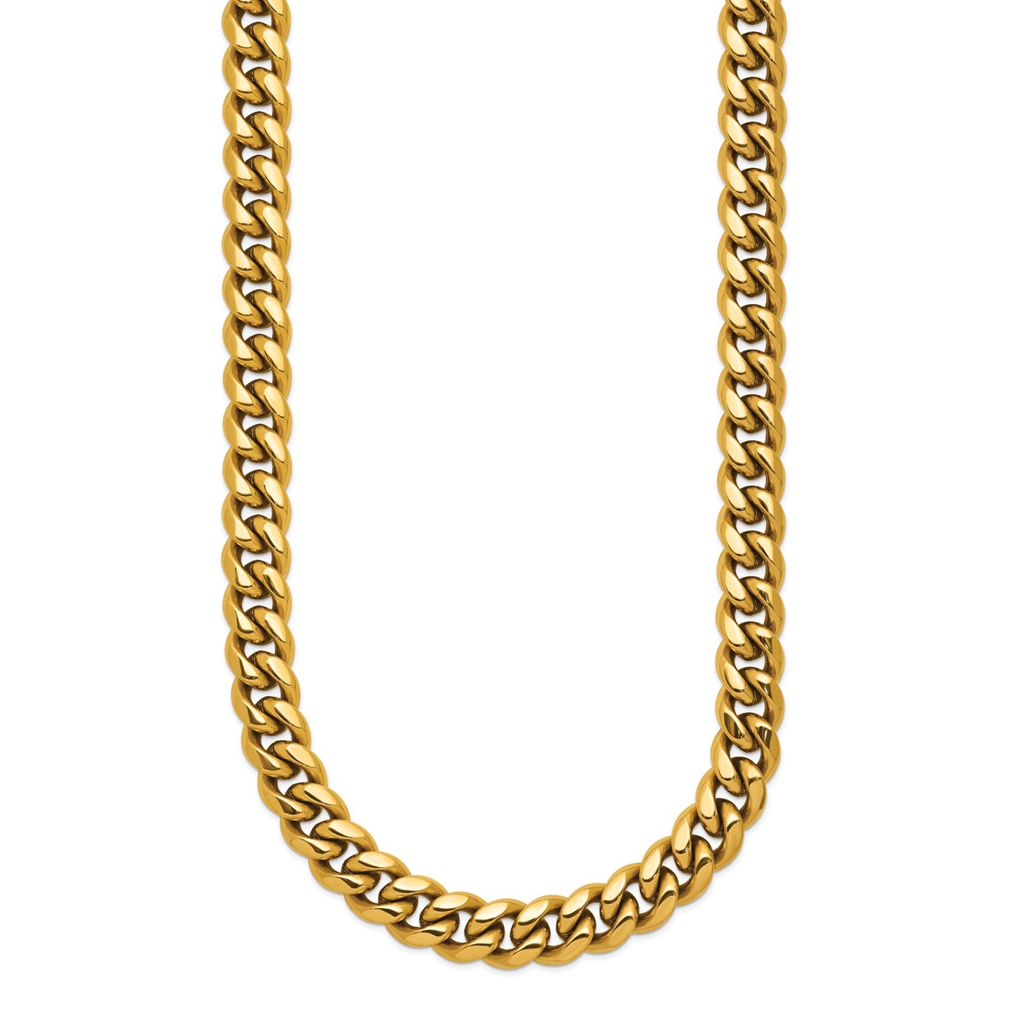MJ Stainless Steel Polished Yellow IP-plated 8mm 24 inch Curb Link Necklace