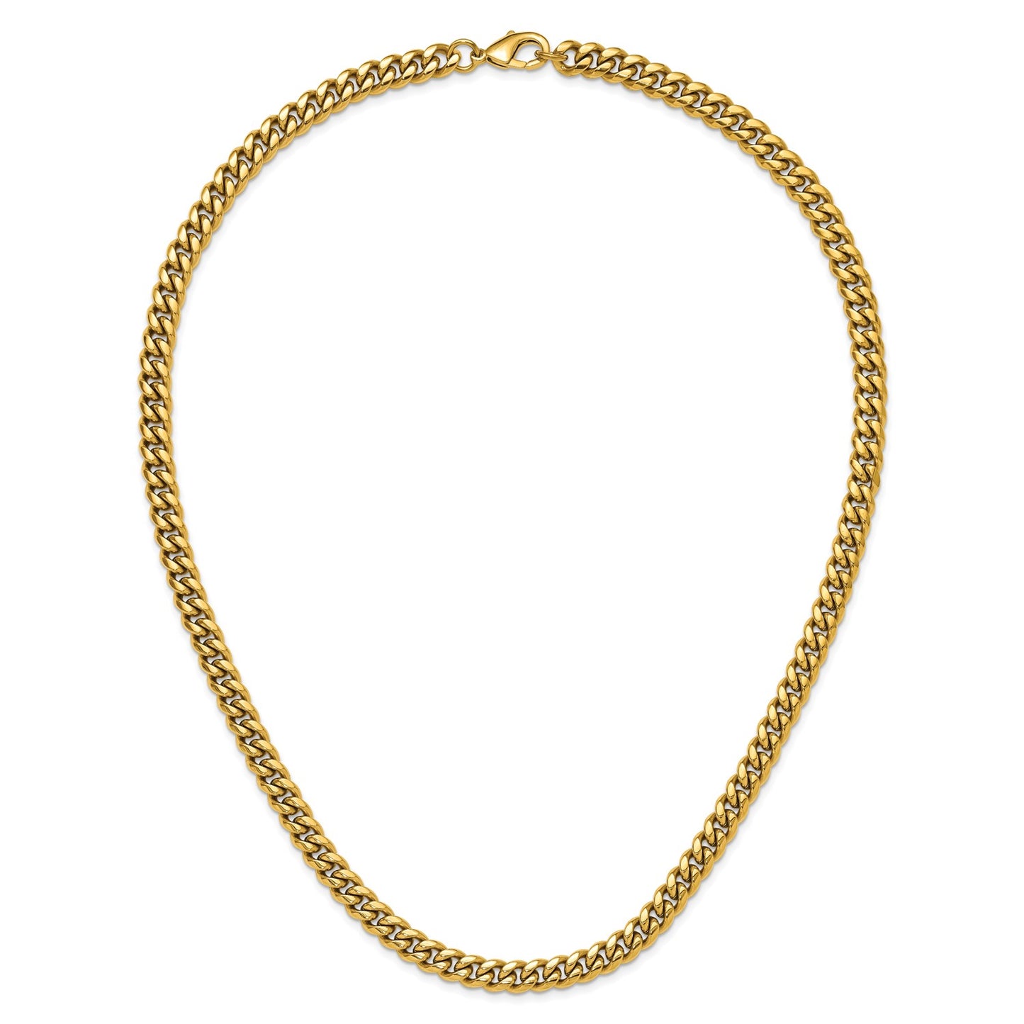 MJ Stainless Steel Polished Yellow IP-plated 8mm 24 inch Curb Link Necklace