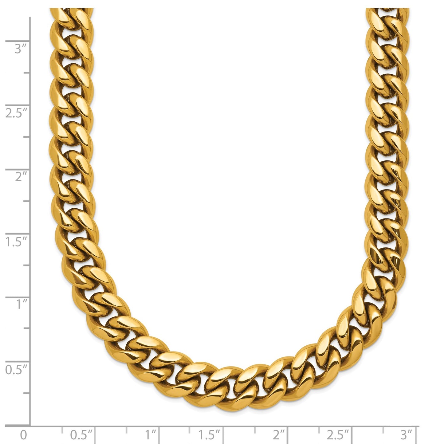 MJ Stainless Steel Polished Yellow IP-plated 8mm 24 inch Curb Link Necklace
