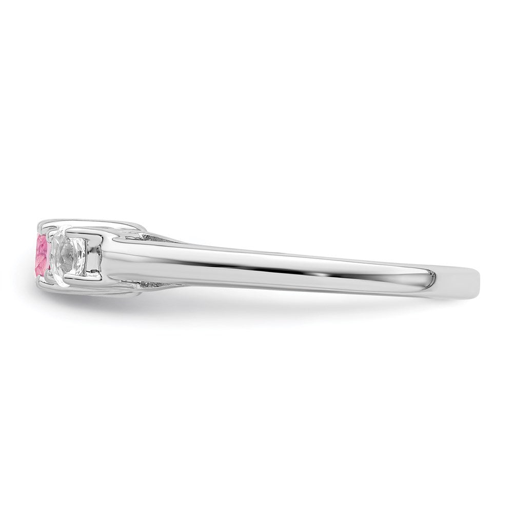 GSS Sterling Silver Rhodium-plated Clear and Pink Topaz Pamela Ring