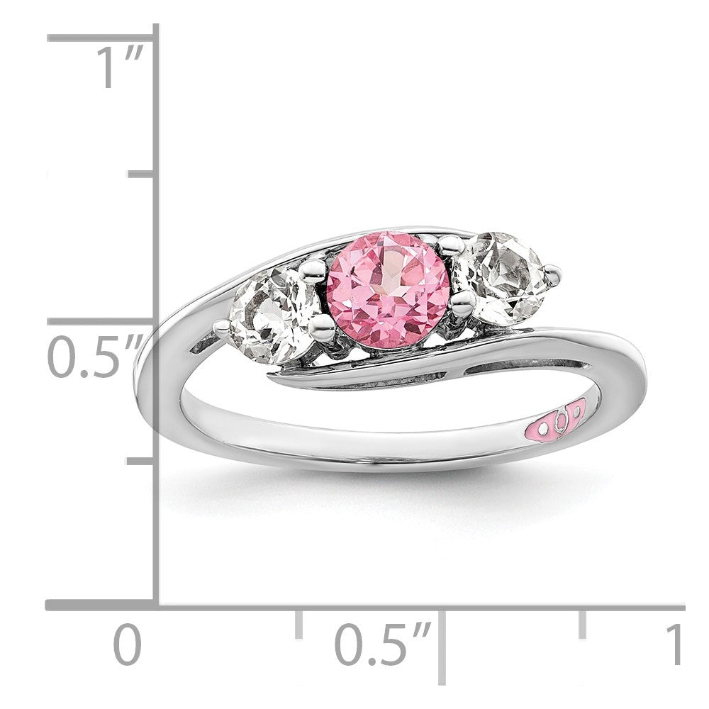 GSSR Sterling Silver Rhodium-plated White and Pink Topaz Sue Ring