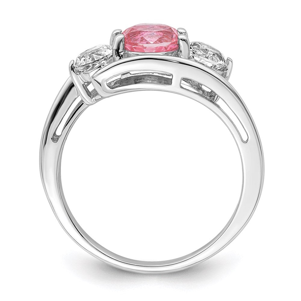 GSS Sterling Silver Rhodium-plated White and Pink Topaz Sue Ring