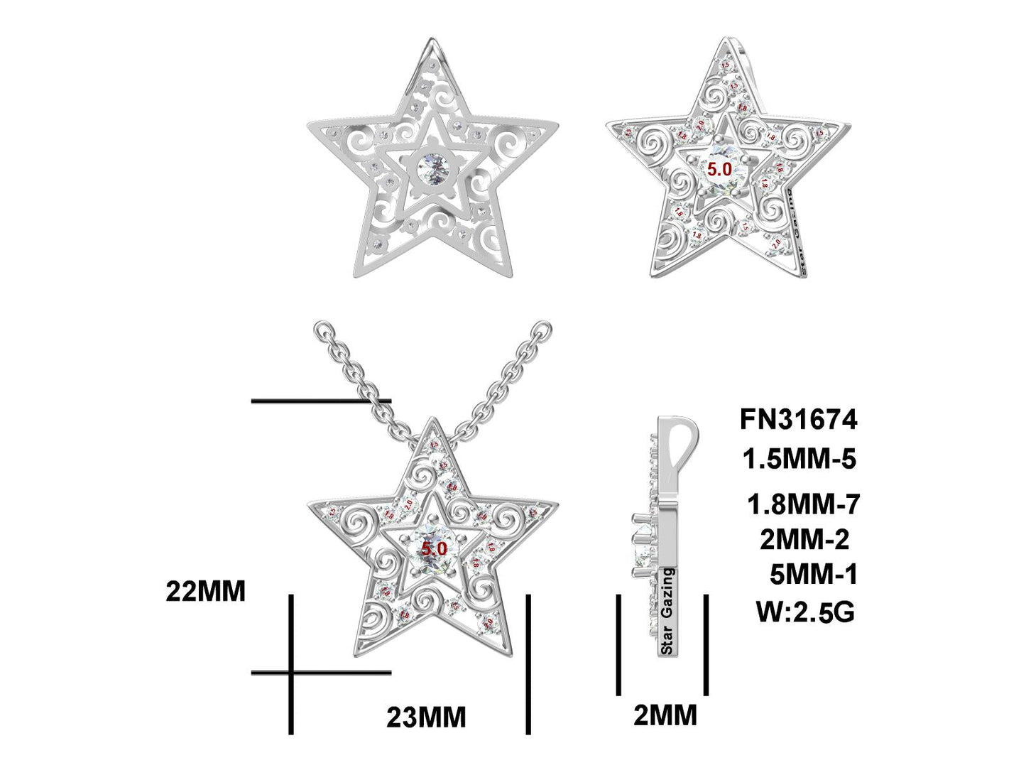 MS Star Gazing | Two Tone Pendant | Sterling Silver | Lab Grown Sapphire Accents | Lasting Legacy Collection