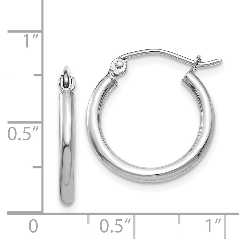 GE 14k White Gold Polished 2x17.5mm Tube Hoop Earrings