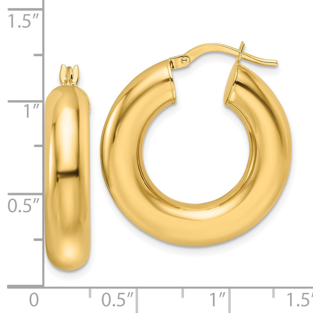 GE 14k Polished 6mm Hollow Round Tube Round Hoop Earrings