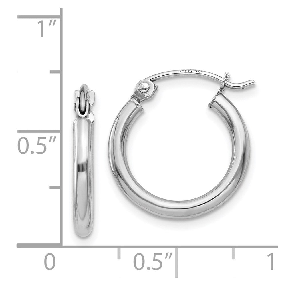 GE 14k White Gold Polished 2x15mm Lightweight Tube Hoop Earrings
