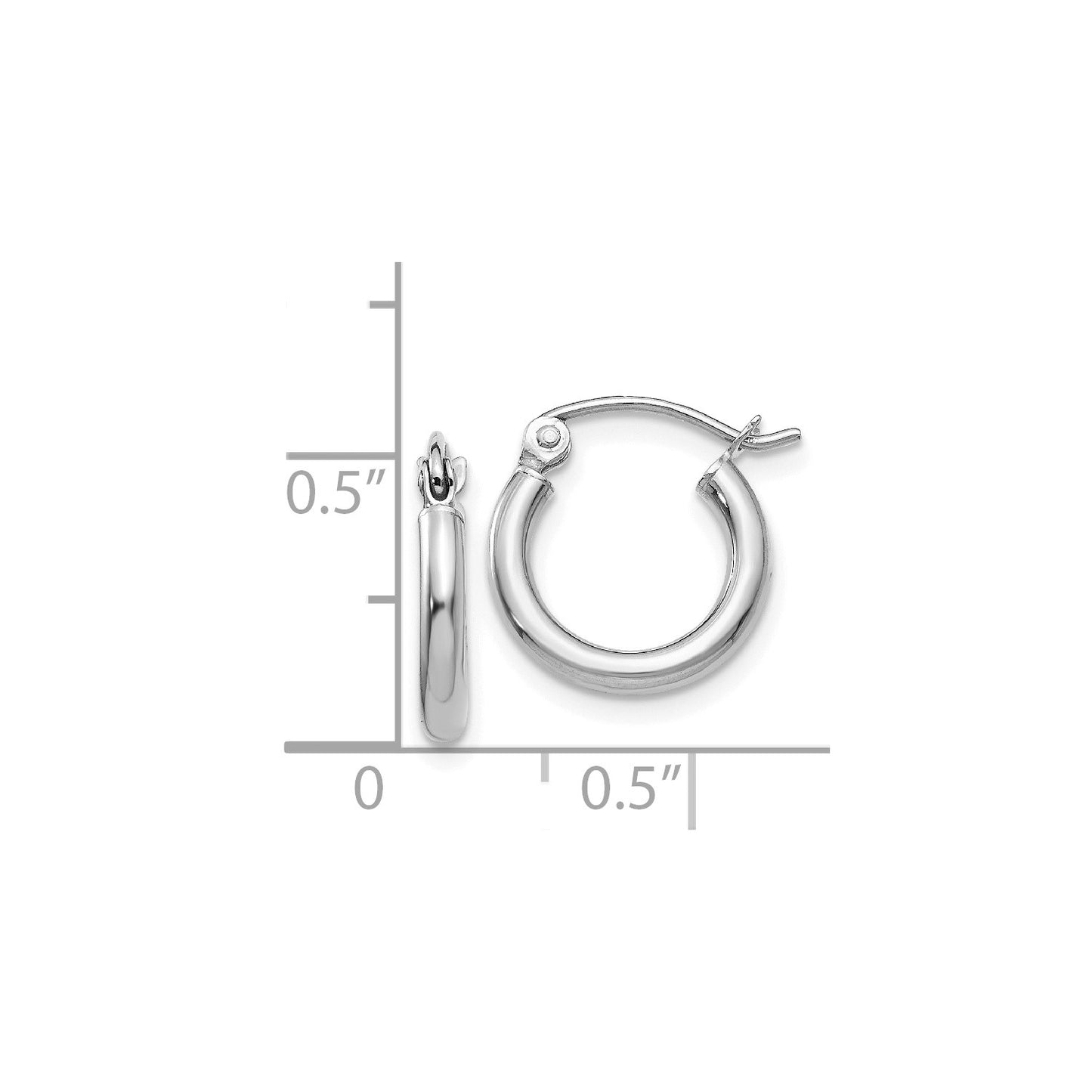 GE 14k White Gold Polished Tube Hoop Earrings (Various Sizes)