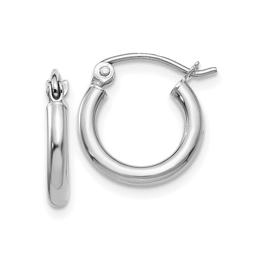 GE 14k White Gold Polished Tube Hoop Earrings (Various Sizes)