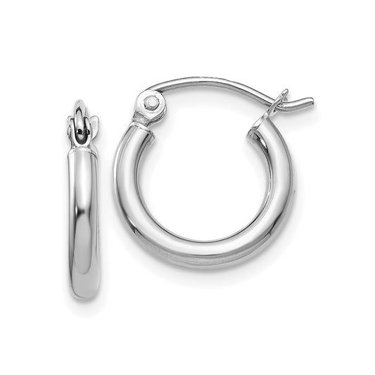 GE 14k White Gold Polished Lightweight Tube Hoop Earrings (Various Sizes)