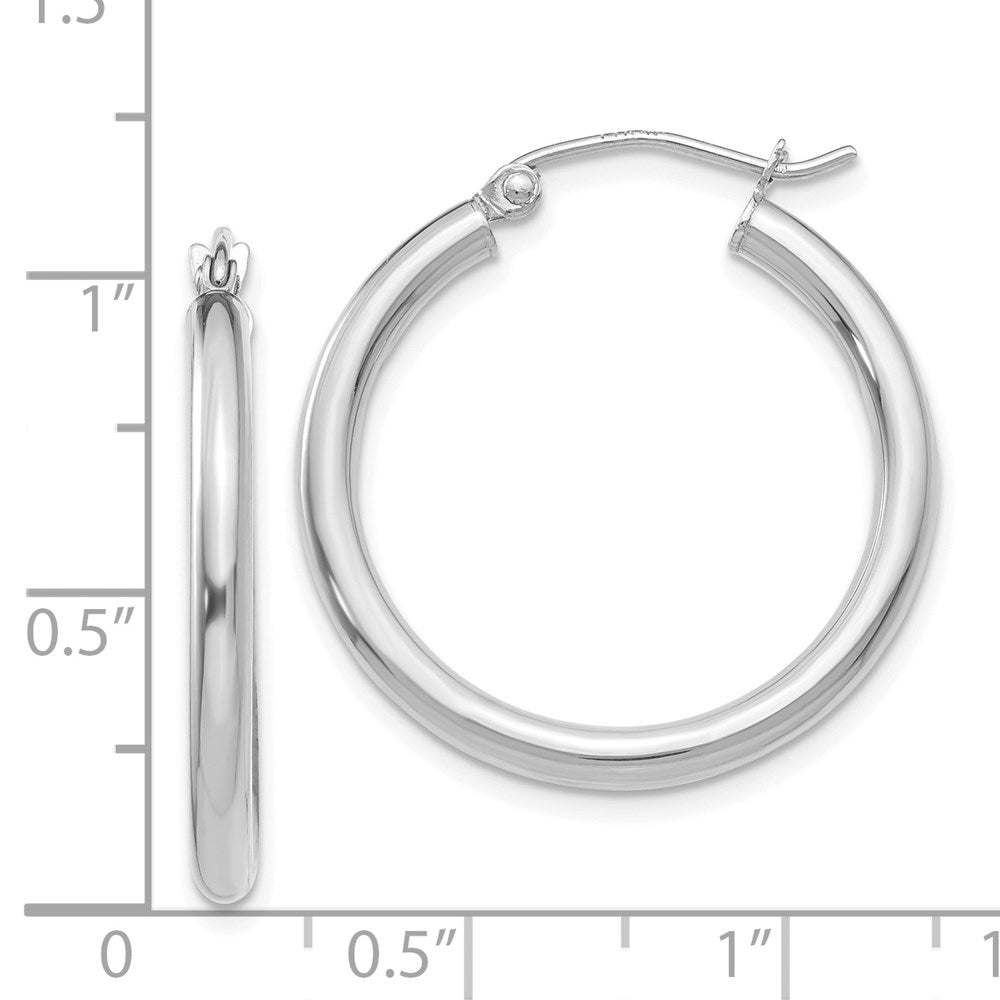 GE 14K White Gold Polished 2.5mm Tube Hoop Earrings