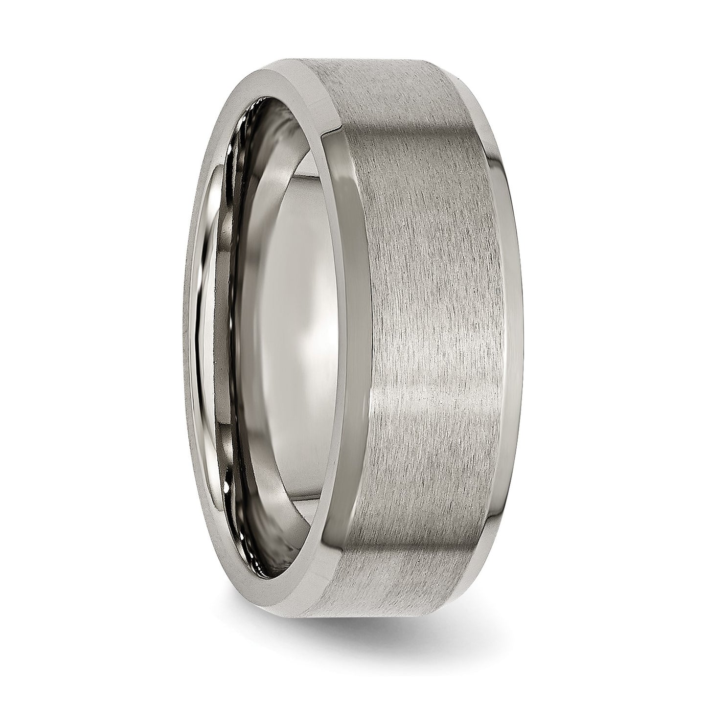 MJ Titanium Brushed and Polished 8mm Beveled Edge Band