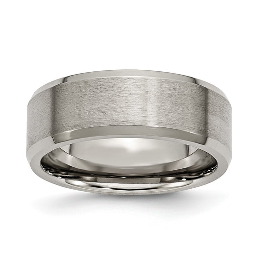 MJ Titanium Brushed and Polished 8mm Beveled Edge Band