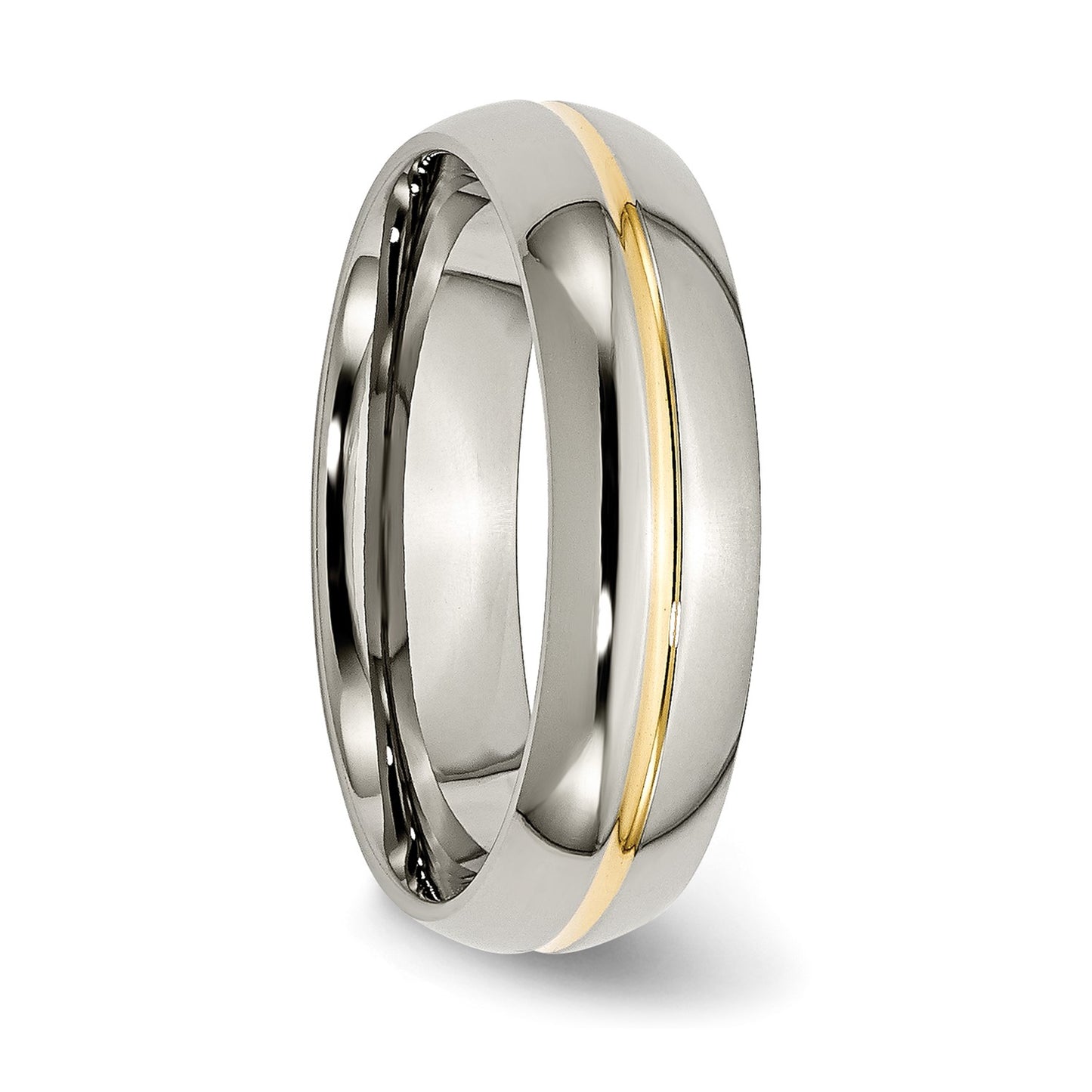 MJ Titanium Polished Yellow IP-plated 6mm Grooved Band