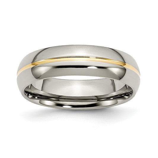 MJ Titanium Polished Yellow IP-plated 6mm Grooved Band