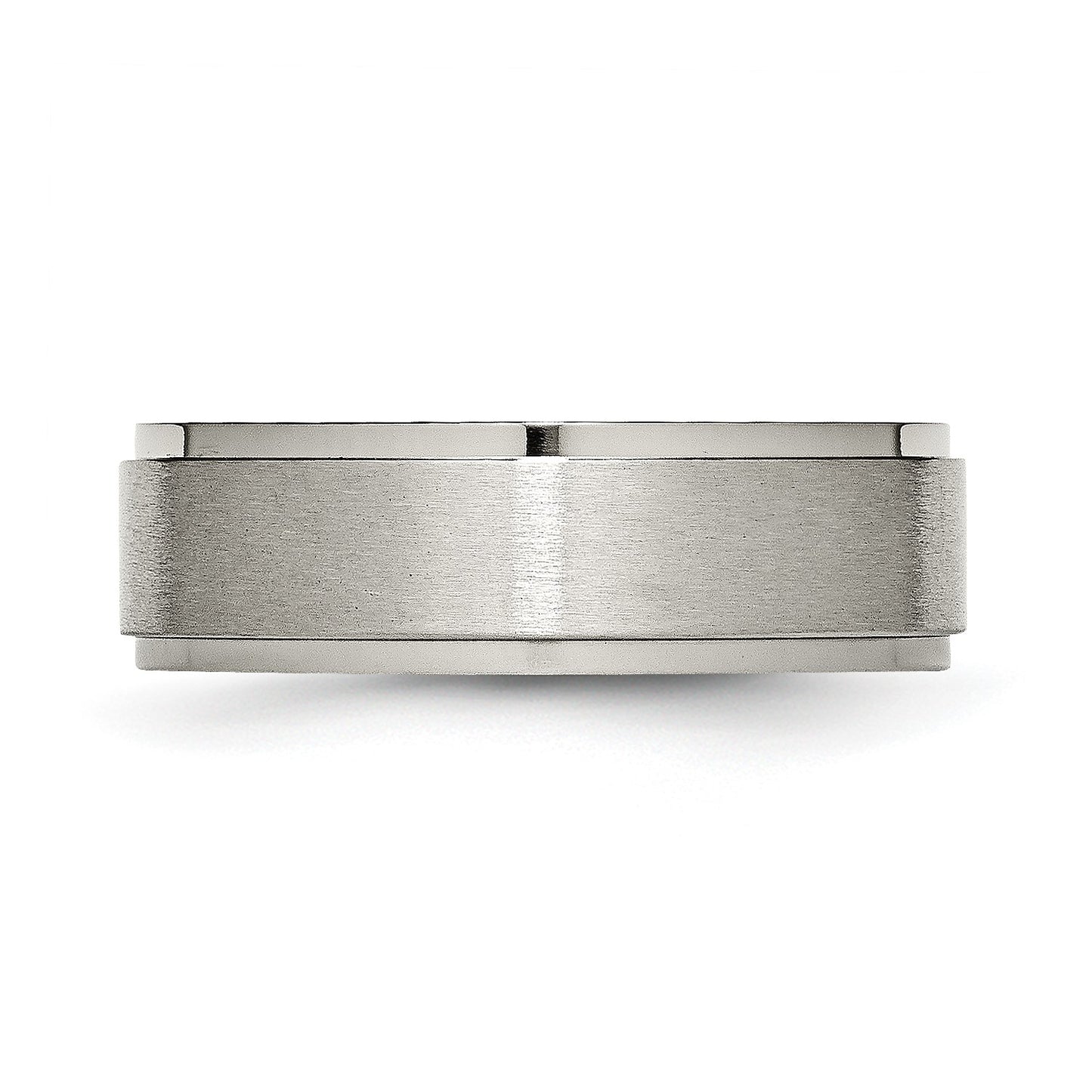 MJ Titanium Brushed Center 7mm Ridged Edge Band