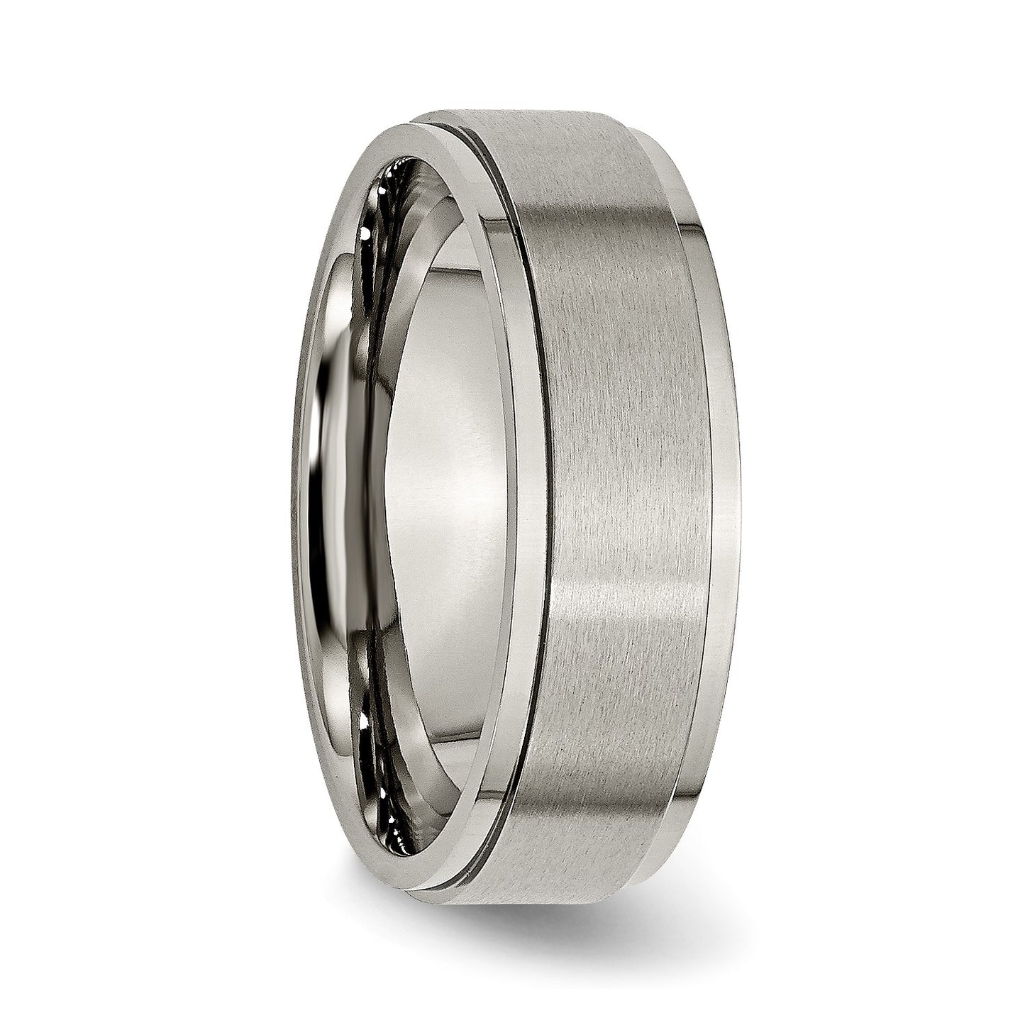 MJ Titanium Brushed Center 7mm Ridged Edge Band