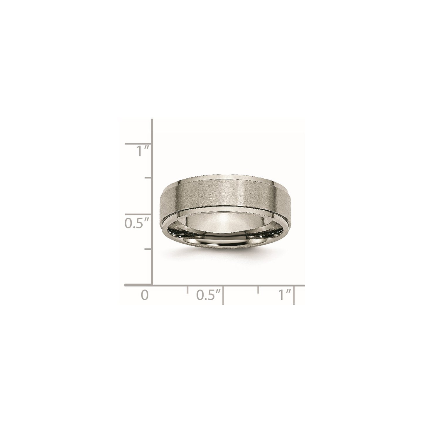 MJ Titanium Brushed Center 7mm Ridged Edge Band