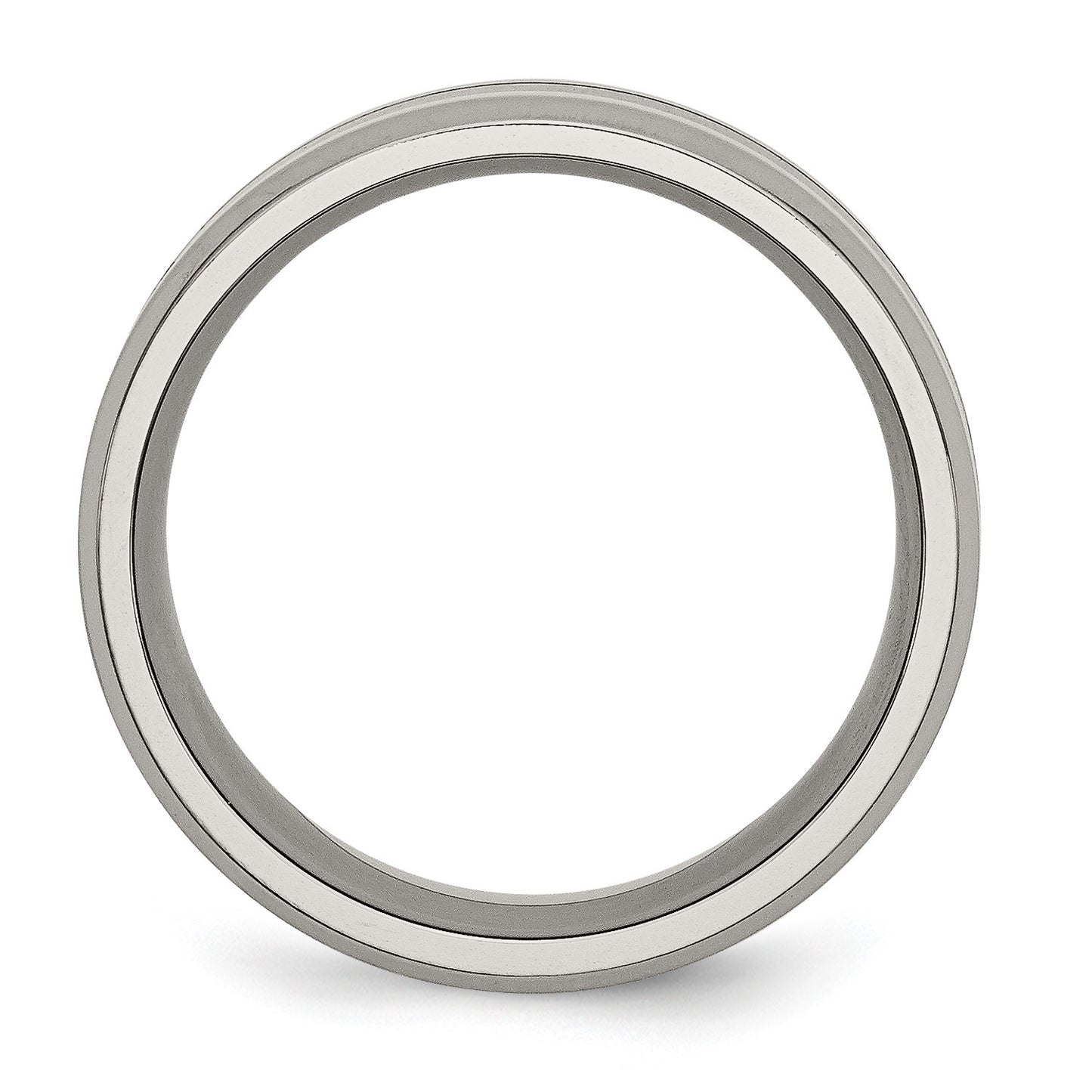 MJ Titanium Polished Black Enamel 8mm Beveled Edge Band