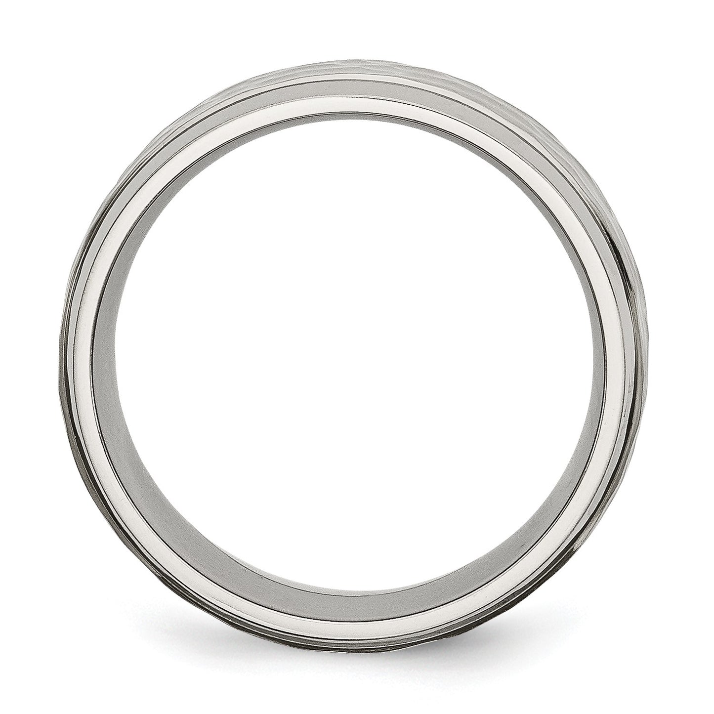 MJ Titanium Polished and Hammered 8mm Beveled Edge Band