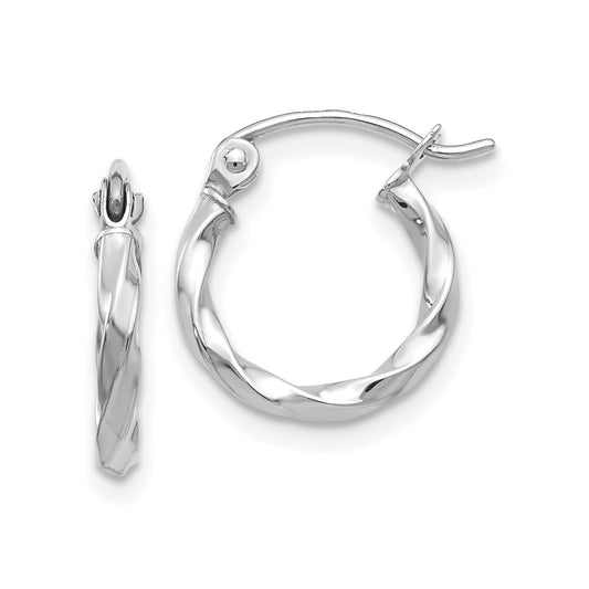 GE 14k WG Twist Polished Hoop Earring