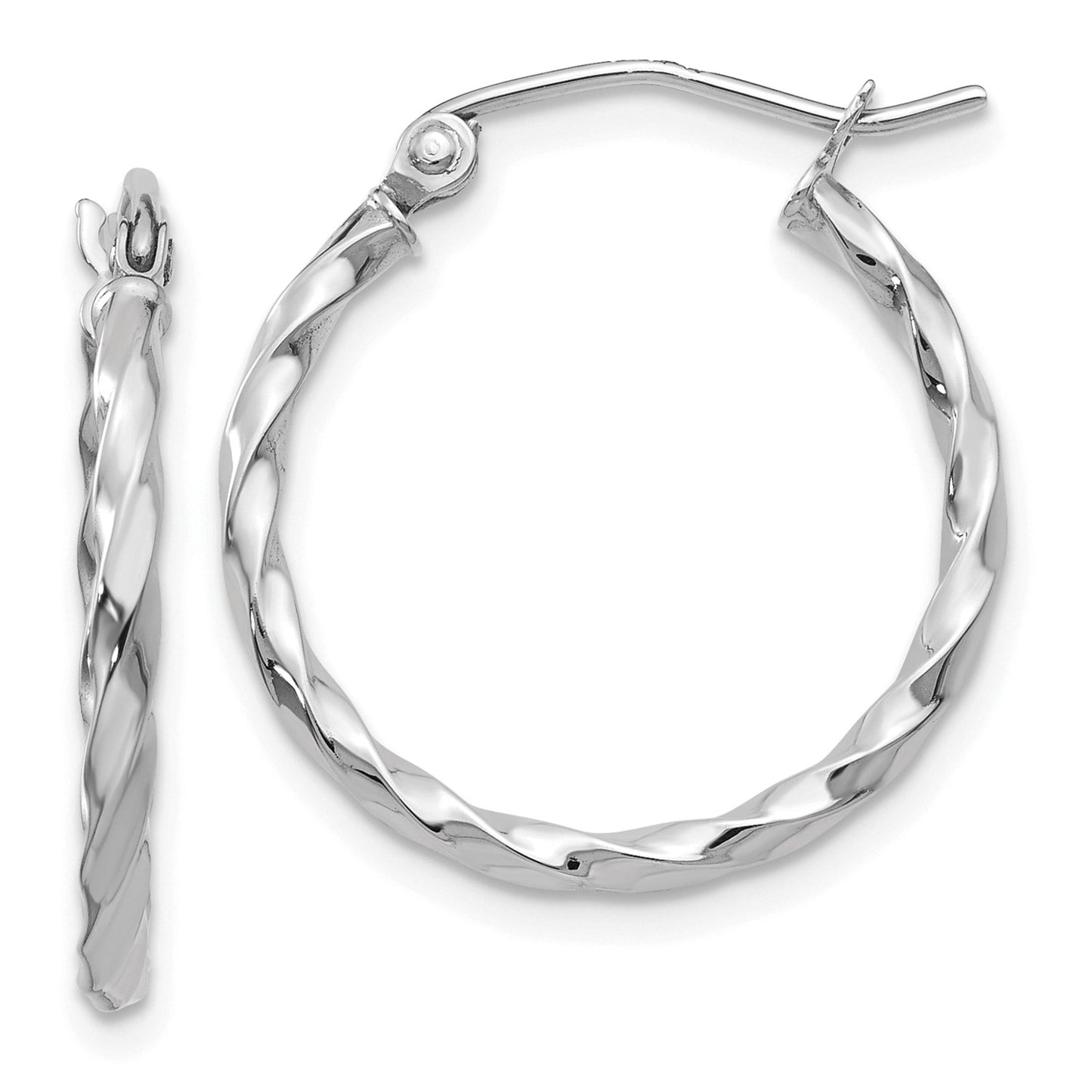 GE 14k WG Twist Polished Hoop Earring