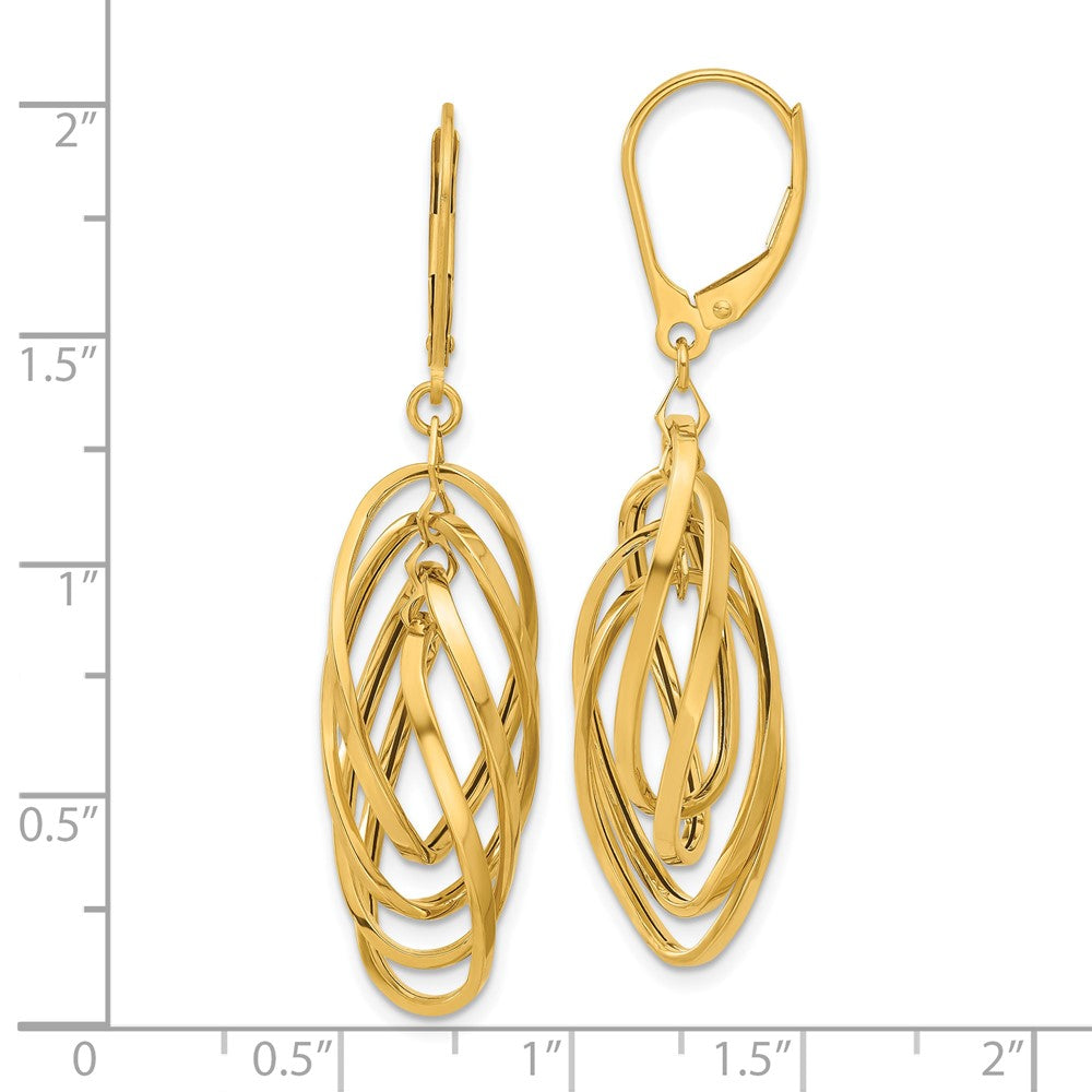 GE 14k Polished Oval Twisted Dangle Leverback Earrings