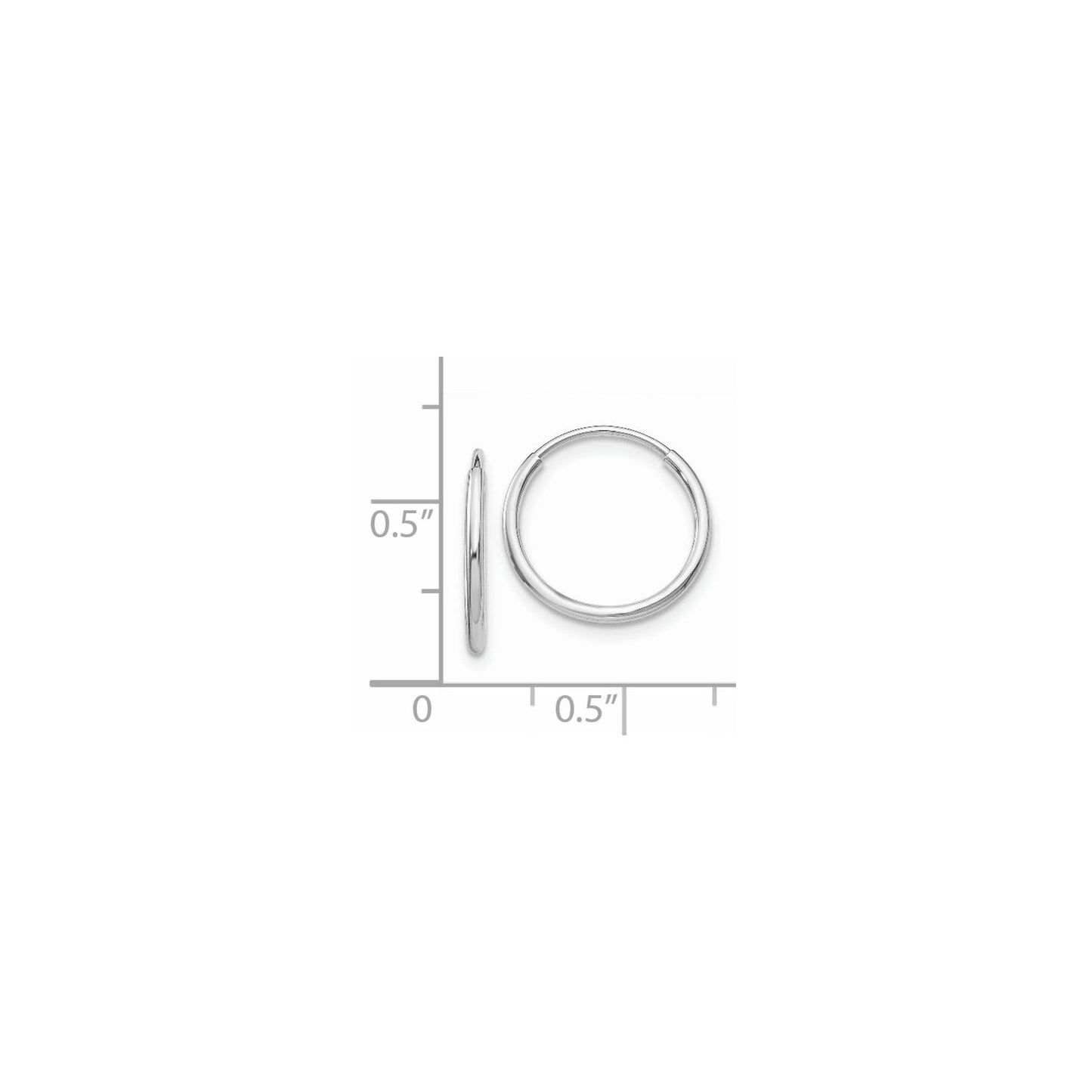 GE 14k White Gold Polished Endless Tube Hoop Earrings