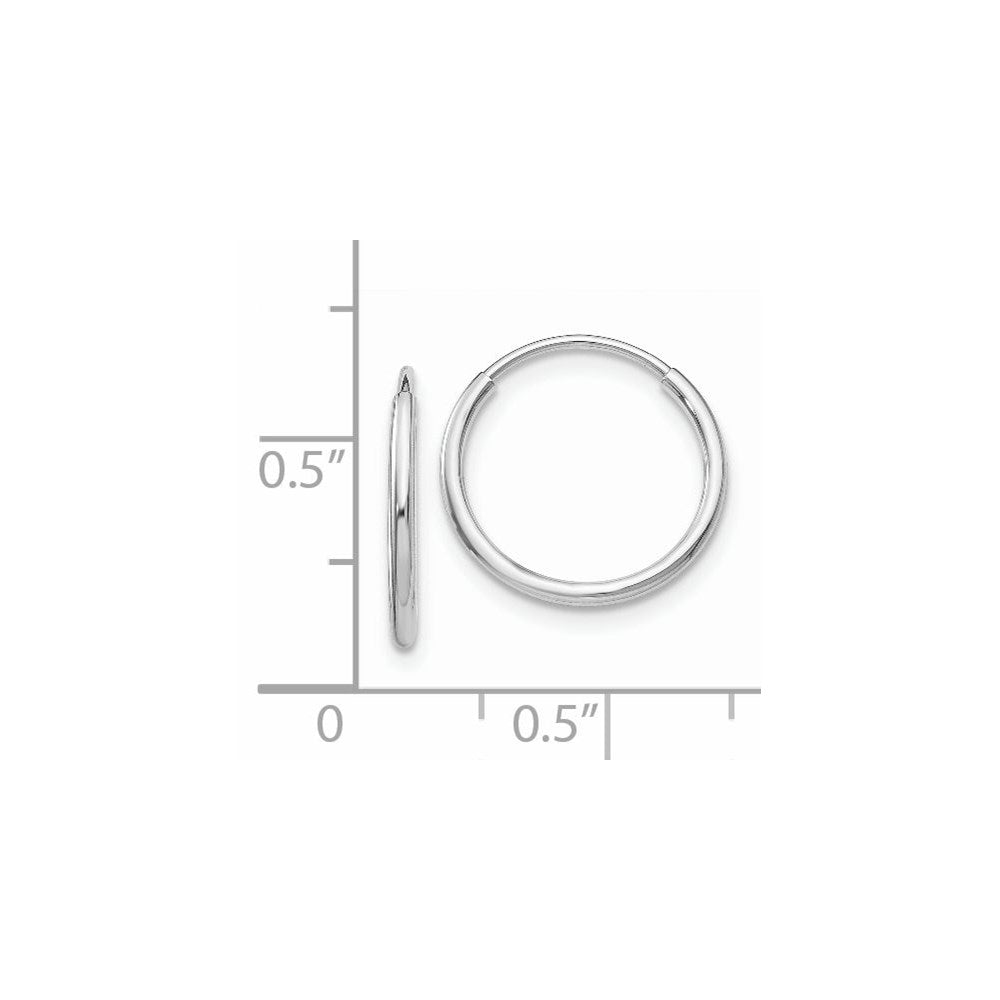 GE 14k White Gold 1.20mm Polished Endless Tube Hoop Earrings