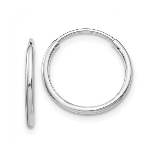 GE 14k White Gold Polished Endless Tube Hoop Earrings