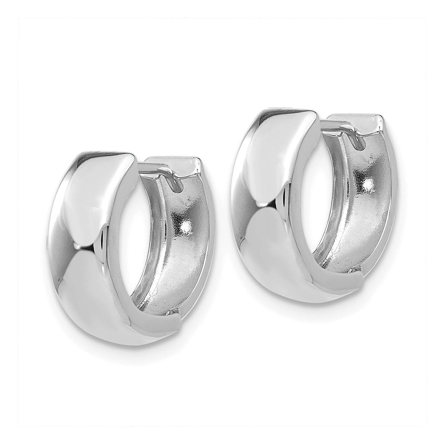 GE 14k White Gold Polished Hinged Hoop Earrings