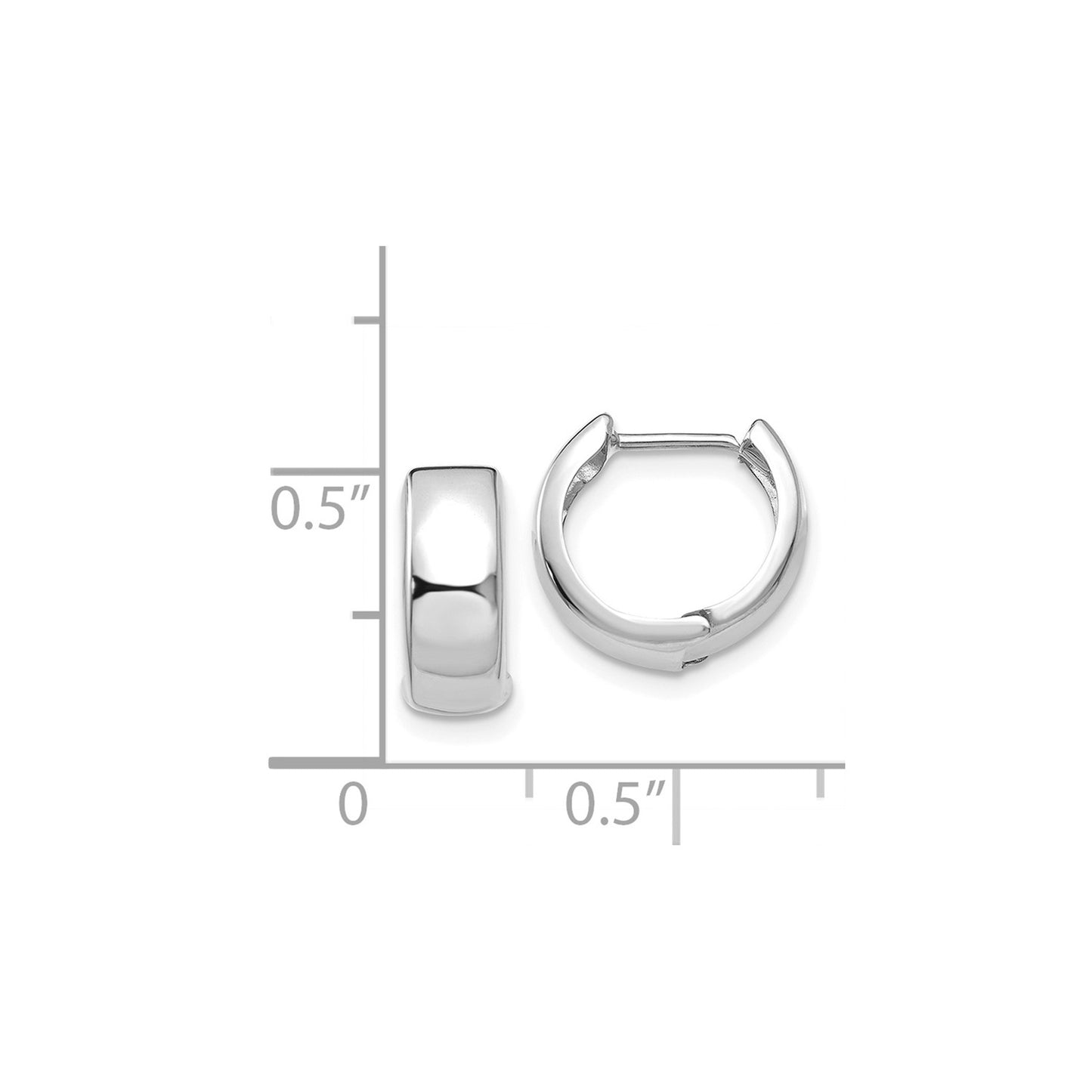 GE 14k White Gold Polished Hinged Hoop Earrings