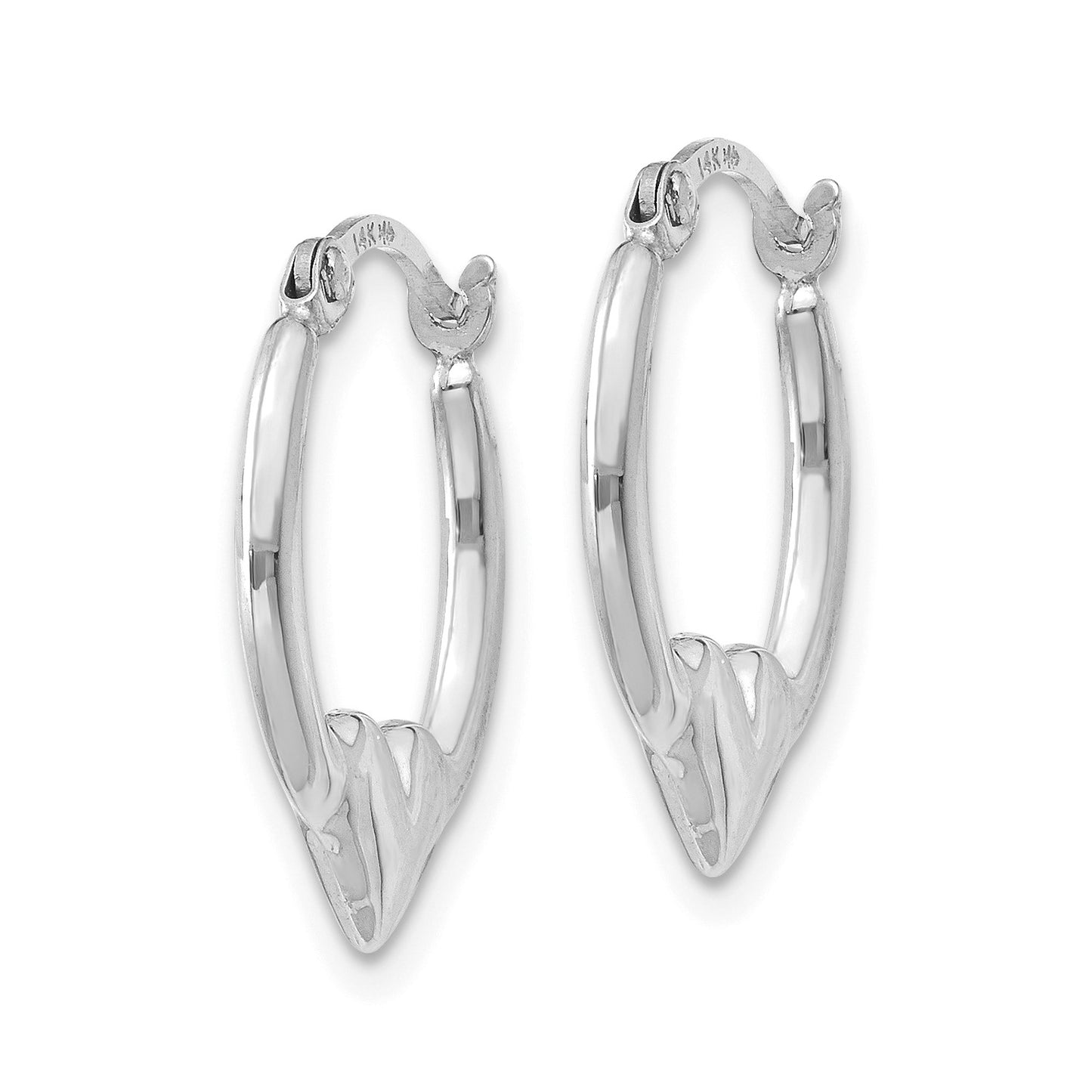 GE 14k White Gold Heart Hoop Earrings